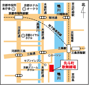 京都・先斗町歌舞練場地図